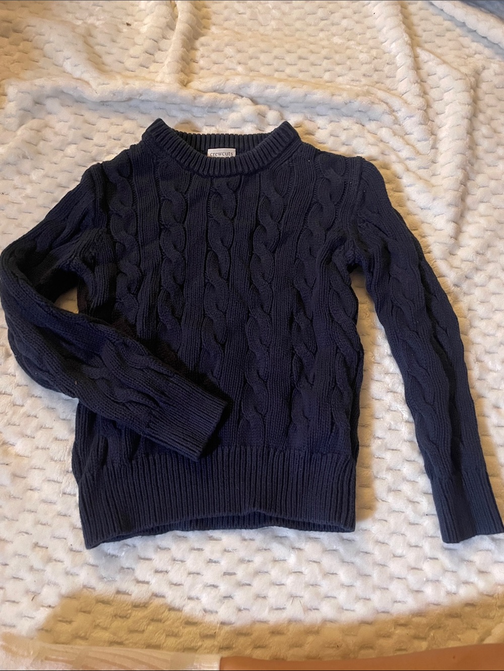 Crewcuts Navy Cable Knit Crewneck Sweater
